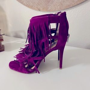 Fringe purple heels